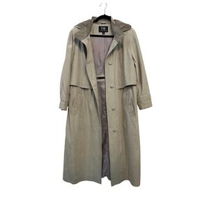 Vintage Women Hooded Trench Coat Full Length Size 12P